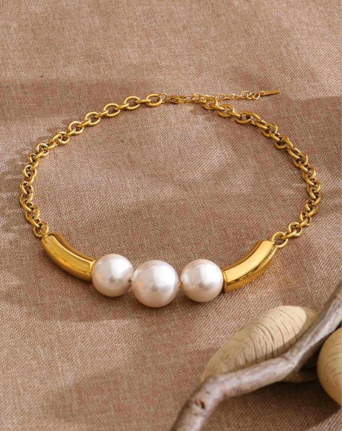 Chunky Gold Pearl Necklace